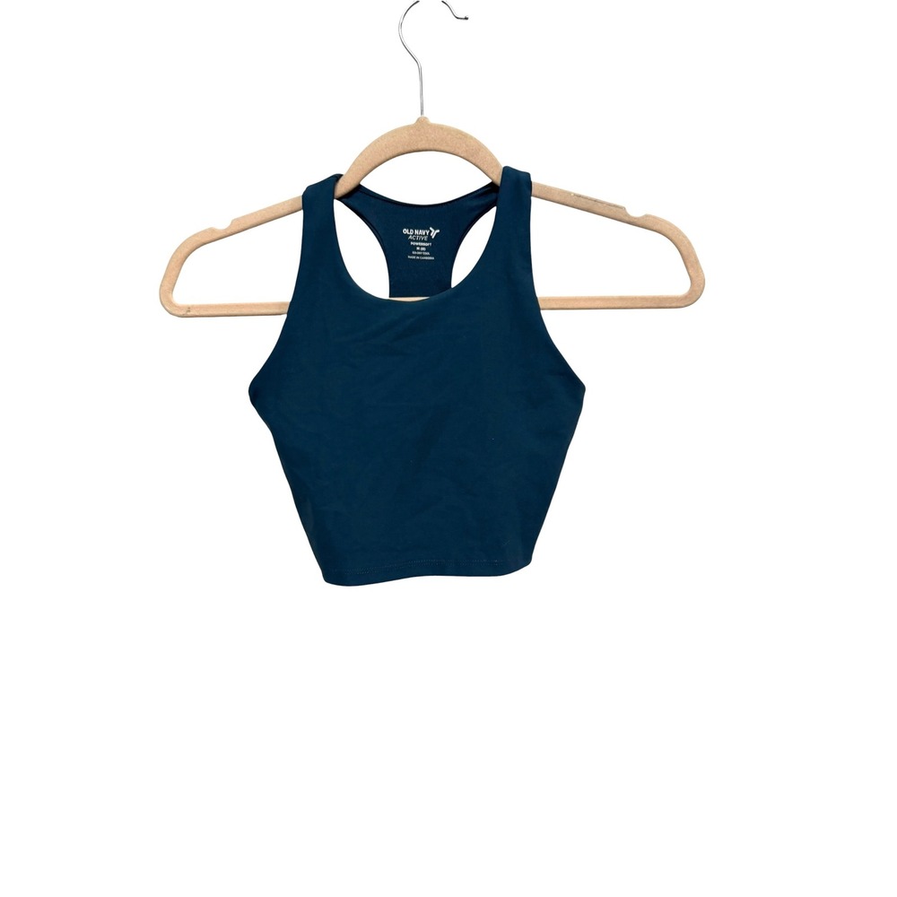 Old Navy Active PowerSoft Girls Size 8 Teal Racerback Crop Tank Top